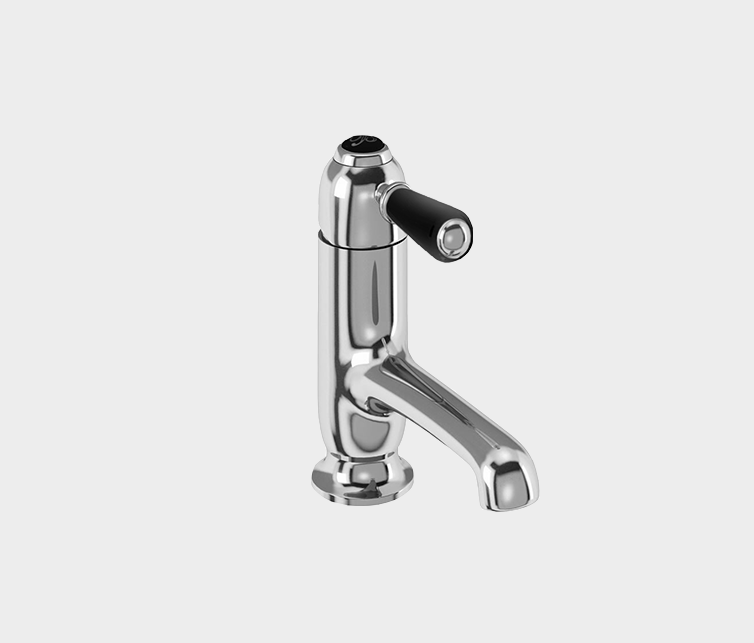 Chelsea Straight Basin Mixer in Chrome/Black without Waste